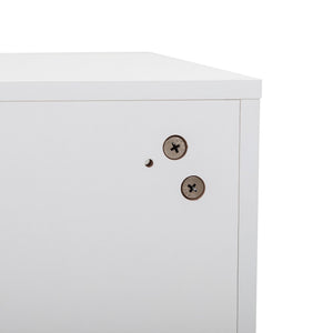 English Elm Set of 2 Nightstands with Built-In USB & Outlet Charging Station, Fabric Drawers, Open Shelves for Bedroom White W2181P190821