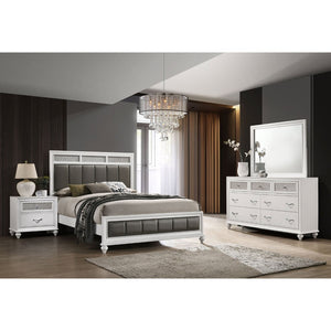 English Elm Randall Glam Eastern King Bedroom Set White Lacquer Crystal Hardware Tufted Bed B062S01799