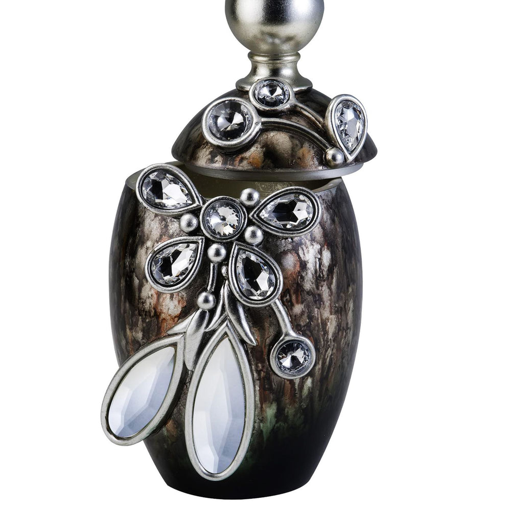English Elm 11.25" Tall Polyresin Decorative Jewelry Box with Vintage Floral Embellishments, Pearls & Gem Accents Black B072116364