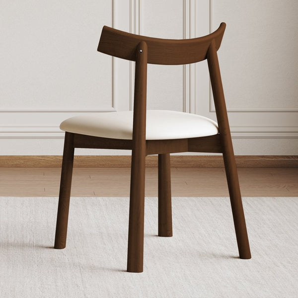 English Elm Set of 2 Armless Wood Dining Chairs Leather Cushioned Ergonomic Curved Back Dark Walnut W2700P388273