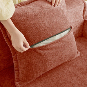 English Elm Harrison Armless Velvet Sectional Module with French Piping and Cloud Foam Seat Red W3041P386587