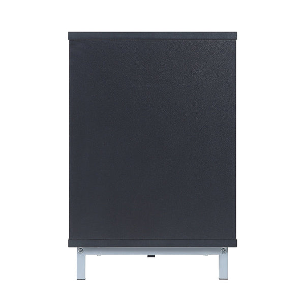 English Elm Brighton 60" TV Stand with 7 Shelves & Tempered Glass Dividers, Cable Management, Sleek Design White+Black B365P398324