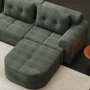English Elm Modular Sectional Sofa with Chaise Full Foam Build Woven Fabric for Living Room Blackish Green W2379S00006