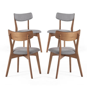 English Elm Caleb Mid-century Upholstered Dining Chair Set of Four with Tapered Oak Legs Dark Grey,Walnut N768P282333D