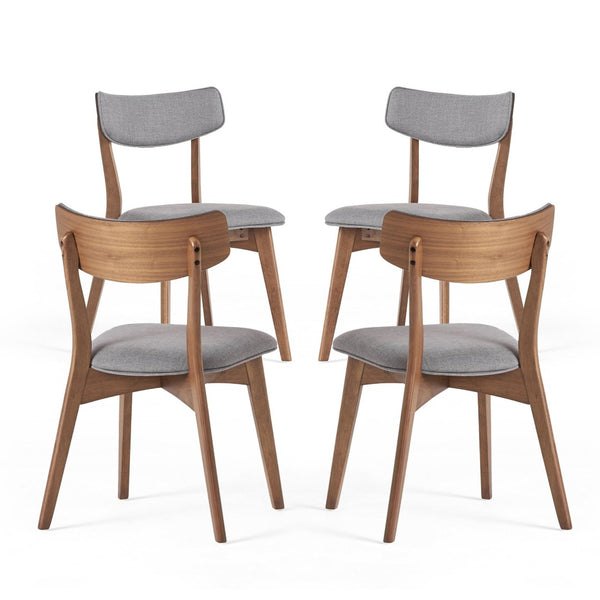 English Elm Caleb Mid-century Upholstered Dining Chair Set of Four with Tapered Oak Legs Dark Grey,Walnut N768P282333D