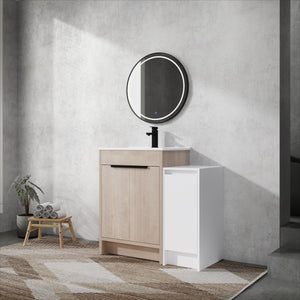 English Elm 36 Inch Freestanding Bathroom Vanity With Ceramic Sink, Soft-Close Doors & Ample Storage Solutions W999S00302