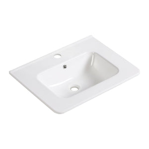 English Elm 24" Wall Mounted Bathroom Vanity with Porcelain Sink and Single Storage Drawer W3402S00003