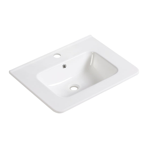 English Elm 24" Wall Mounted Bathroom Vanity with Porcelain Sink and Single Storage Drawer W3402S00003