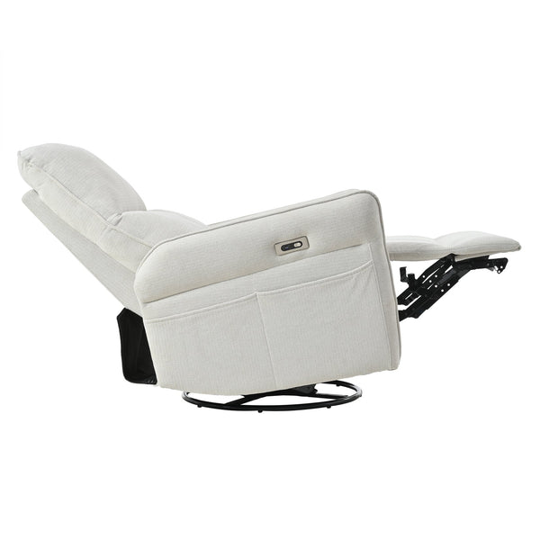 English Elm 270° 270° Power Swivel Recliner Chair with USB Ports, 30° Rocking, 95–150° Recline for Small Spaces Light Gray W1028S00041