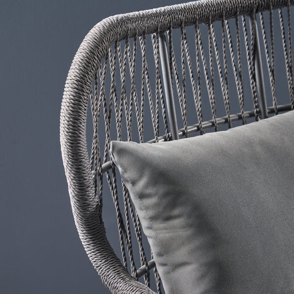 English Elm Christopher Knight Home® - SOUTHPORT Woven Rope Club Chair with Steel Frame, Water‑Resistant Cushions & Bohemian Outdoor Style Dark Gray 62329.00CGRY
