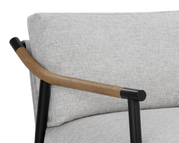 Sunpan MEADOW Sofa - Stylish Mid-Century Modern in Vault Fog with Durable Performance Fabric & Oak Armrests 110822