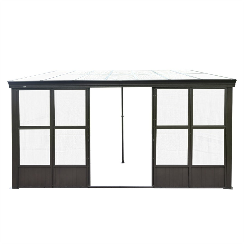 English Elm 10x14ft Aluminum Lean to Solarium with Polycarbonate Panels and Dual Sliding Doors W1859P238681
