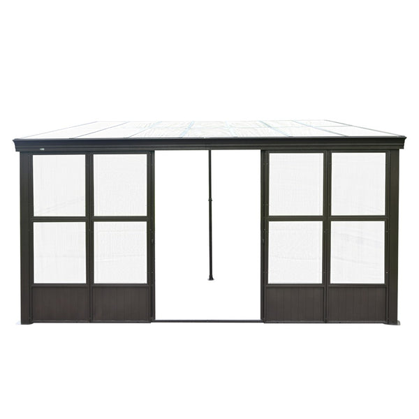 English Elm 10x14ft Aluminum Lean to Solarium with Polycarbonate Panels and Dual Sliding Doors W1859P238681