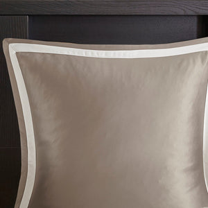English Elm 8 Piece Jacquard Comforter Set - Luxurious Tan/Ivory Queen Ensemble With Elegant Medallion Design B035128885