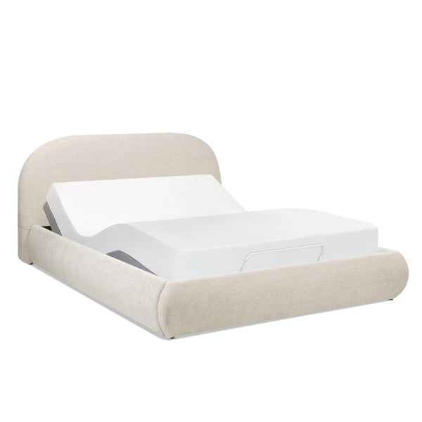 English Elm Archie Puffy Arch Headboard Queen Platform Bed Chenille Upholstered Minimalist Frame B2719P479035