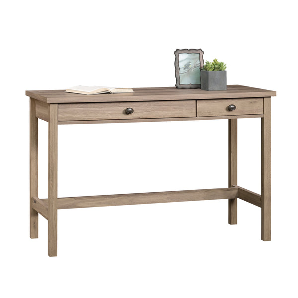 English Elm Writing Desk Brown Finish with Spacious Work Surface & 2 Smooth-Glide Drawers, Oak Accent, Durable B356P402706