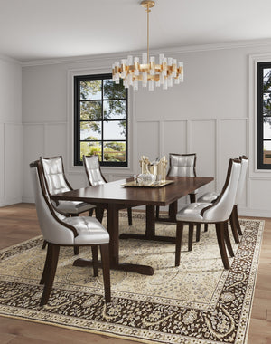 English Elm Fifth Avenue Wood Upholstered Dining Chair with Walnut Beech Frame, Faux Leather & Velvet Comfort Silver B365P397810