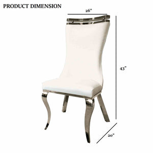 English Elm 2pc Side Chair White Tiger Print Leather Upholstered Saber Legs Dining Chairs, Durable 26"W x43"H B2741S00724
