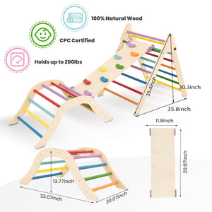 English Elm Gardenia Montessori Pikler Triangle Set Foldable Indoor Climbing Gym for Toddlers 1-8 Pink B205P241921