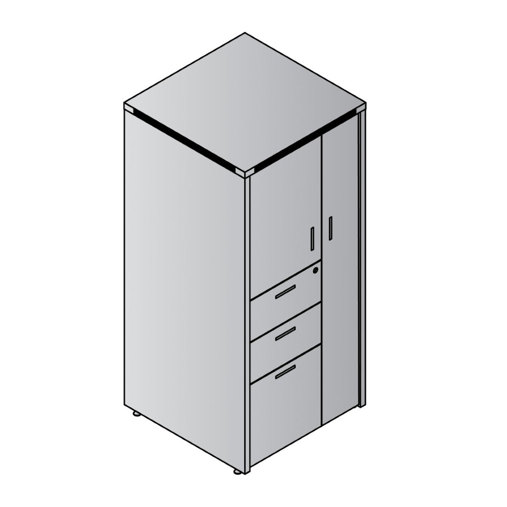 OSP Home Furnishings Store Cabinet with Adjustable Shelving and Hanging Rod for Retail Backroom Organization NAP-161-WHT