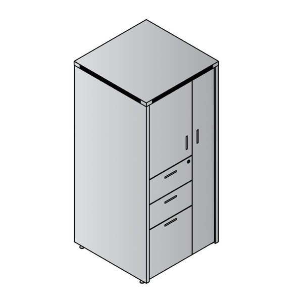 OSP Home Furnishings Store Cabinet with Adjustable Shelving and Hanging Rod for Retail Backroom Organization NAP-161-WHT