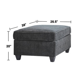 English Elm Rectangular Upholstered Tufted Ottoman with Grid Stitch Detailing for Cozy Lounging and Coffee Table Use Dark Gray B016P370157