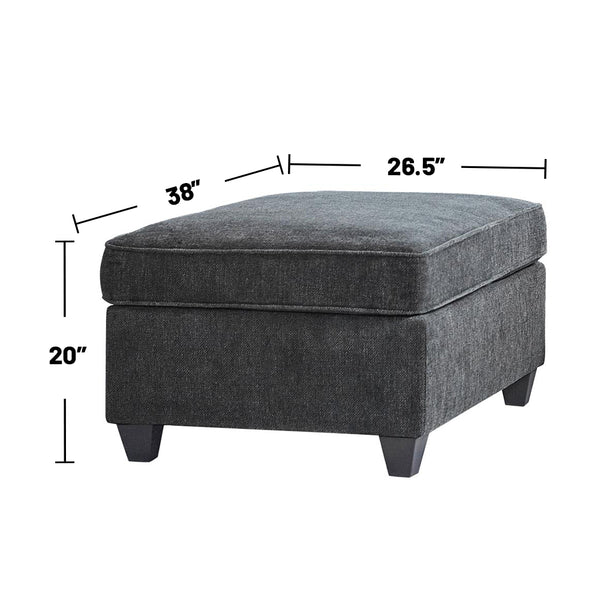 English Elm Rectangular Upholstered Tufted Ottoman with Grid Stitch Detailing for Cozy Lounging and Coffee Table Use Dark Gray B016P370157
