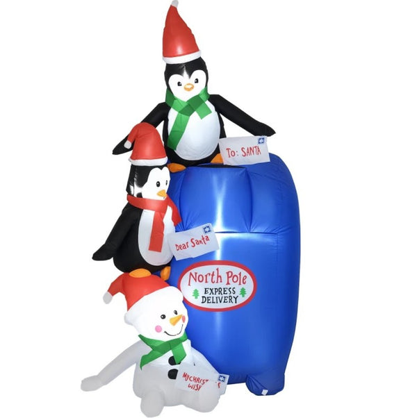 English Elm North Pole Inflatable Yard Display with Penguins Snowman and Built-in Led Glow T3971P415914
