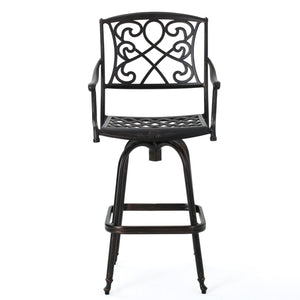 English Elm Christopher Knight Home® - WATERBURY Paris Copper Cast Barstool – Elegant Swivel Aluminum Patio Stool with Antique Finish and Rust‑Resistant Hardware 60006.00