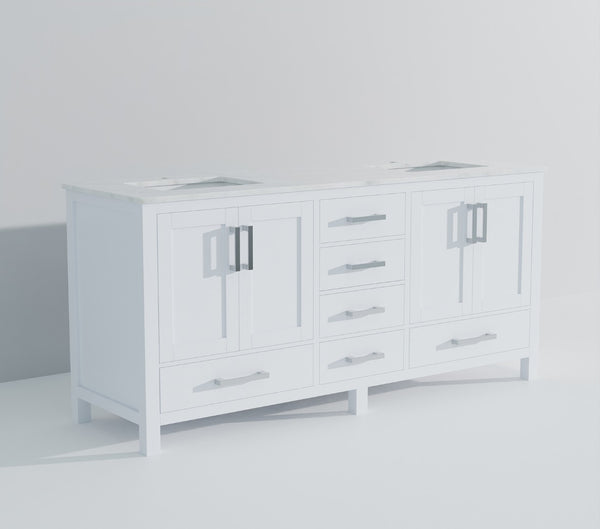 English Elm White Double Bath Vanity With Carrara Marble Top – Elegant Design, Ample Storage & Timeless Finish B2731P258901-GIGA