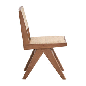 English Elm Casual Rattan Side Chairs Set of 2 Mid-Century Modern Curved Backrest Airy Woven Elegance for Dining Natural 23.5 L x 41.5 W x 10 H B2741P333532