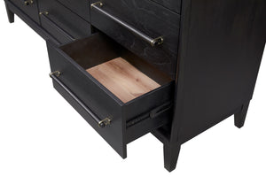 English Elm 9 Drawer Dresser with Felt Top Drawers, Cedar-Lined Bottoms, Jewelry Box & Smooth Side Guides Black 73.75 L x 22.5 W x 38 H B2699P237492