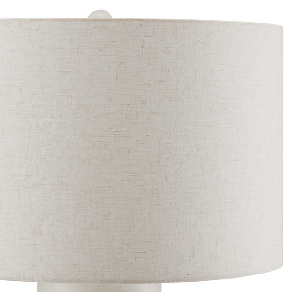 Linz Contemporary White Table Lamp - Mid-Century Modern Design in Cast Aluminum with Linen Shade