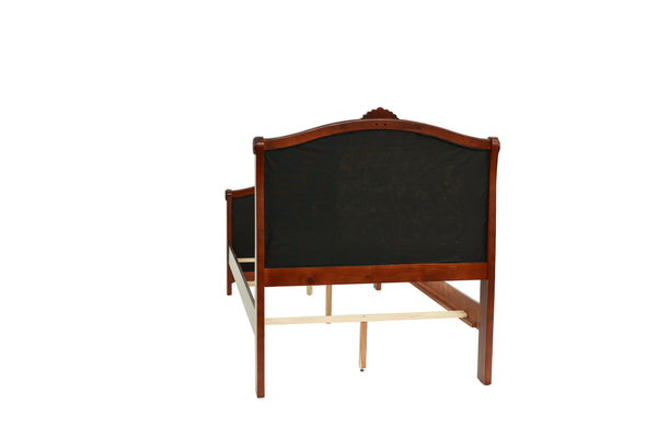English Elm Dark Glam Full Size Bed Espresso Faux Leather Upholstered Headboard Footboard Elegant Frame Deluxe Comfort Cherry 47 L x 54 W x 6 H B011S00915