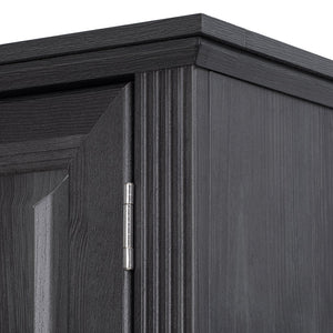 English Elm K&K 71" Tall Farmhouse Pantry Cabinet with Groove Edges, 3 Pull-Out Organizers, 6 Door Shelves Black N707P256507B