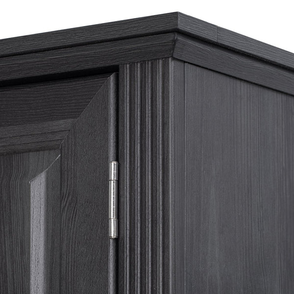 English Elm K&K 71" Tall Farmhouse Pantry Cabinet with Groove Edges, 3 Pull-Out Organizers, 6 Door Shelves Black N707P256507B