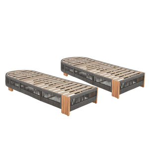 English Elm Christopher Knight Home® - Outdoor Adjustable Chaise Lounge Chair Set Of 2 - Stylish Acacia Wood With Grey Rope & Iron Accents N770P298695G002
