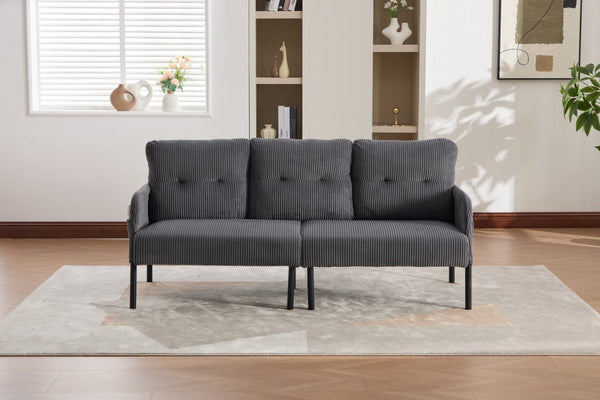 English Elm United We Win Corduroy Loveseat Plush Ergonomic Sofa with Spring Support Metal Legs Carbon Gray W1568P410050