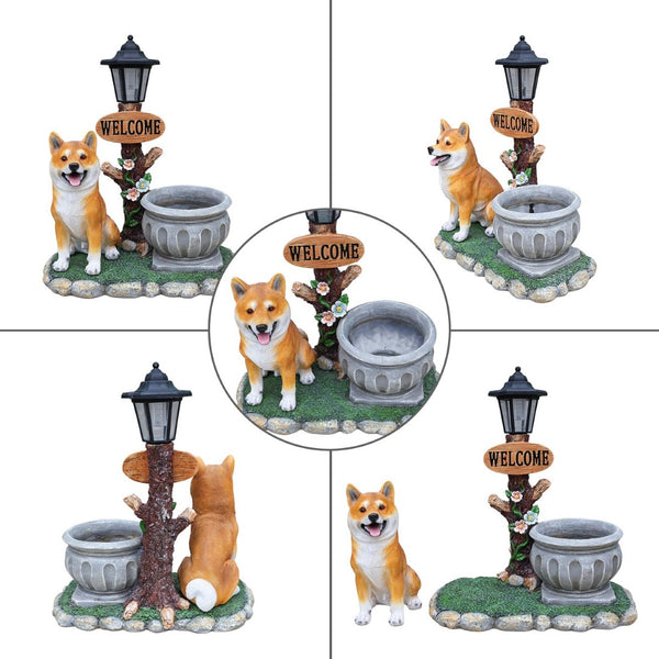 English Elm Sitting Corgi Resin Planter Sculpture Whimsical Porch Garden Decor with Succulent Cavity W5398P464247
