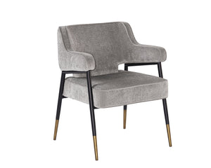 Sunpan Derome Contemporary Dining Armchair - Stylish Faux Leather, Sculpted Design with Black Steel Legs Polo Club Stone
