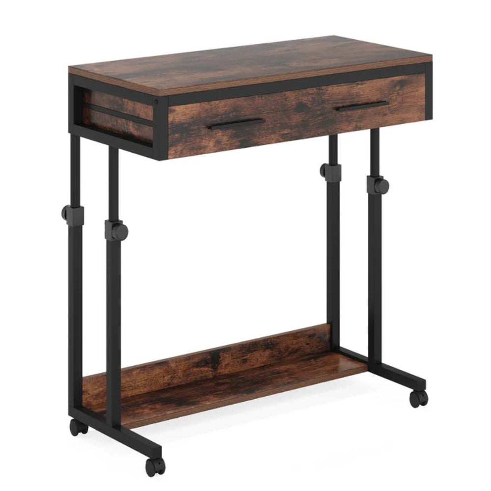 English Elm Office Rolling Desk Height Adjustable Standing Workstation with Keyboard Tray Small Spaces T3971P446523
