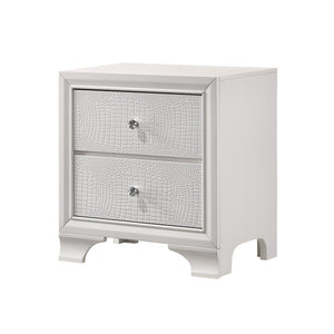 English Elm Wood and Metal Two Drawer Nightstand with Felt Lined Storage for Modern Bedrooms B056P416807