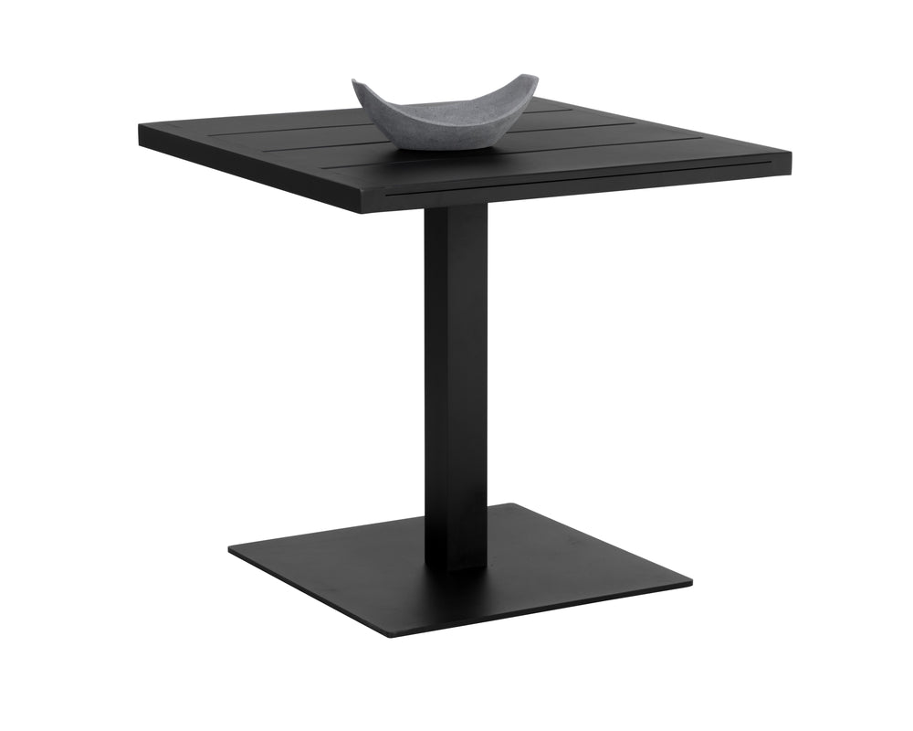 Sunpan Merano Bistro Table – Modern Aluminum Design with Sleek Lines, Weather-Resistant & Stylish Appeal Black