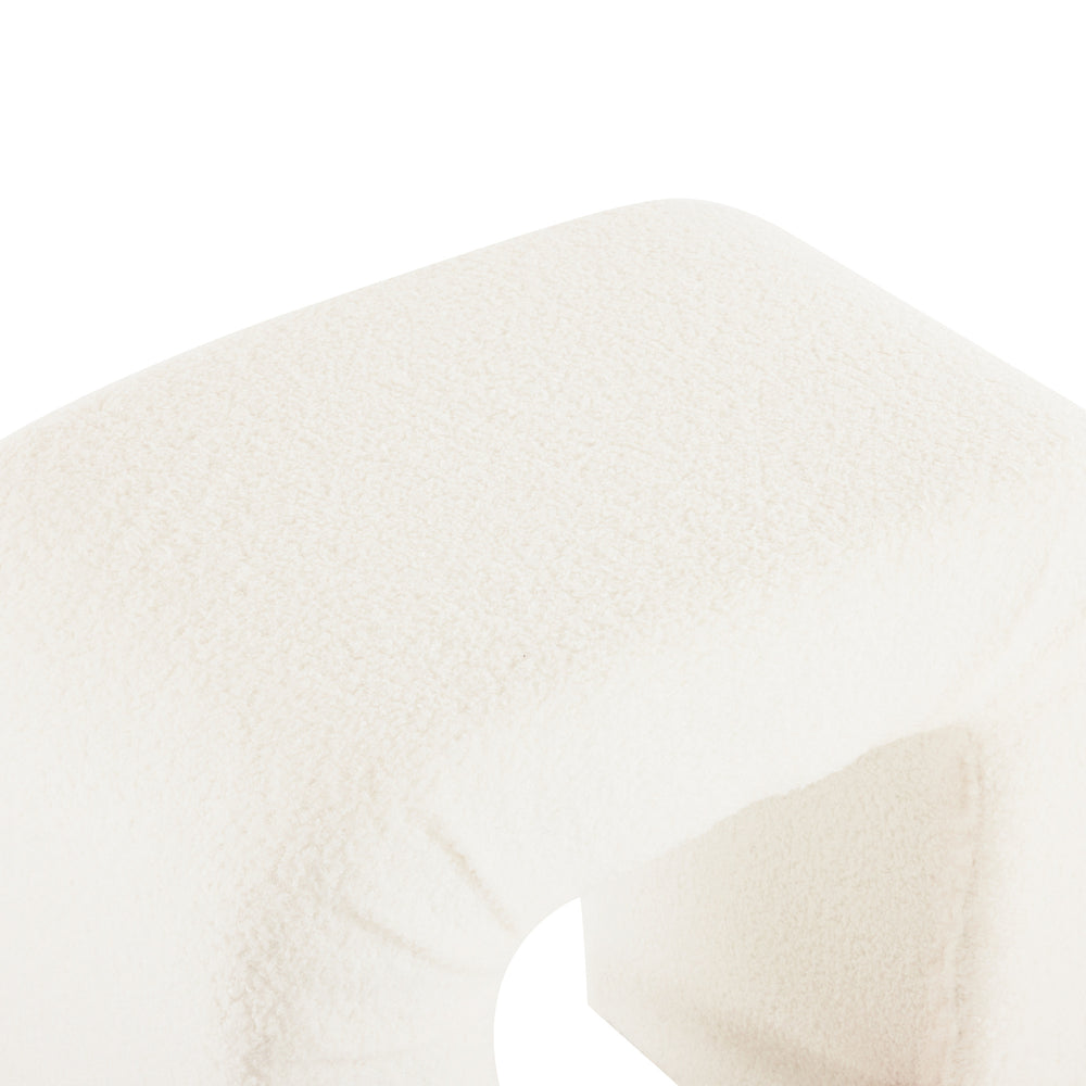 English Elm Christopher Knight Home® - 24'' Boucle stool with inverted U design, cozy loop-pile seating, durable rubberwood footrest, modern set of 2 White N780P187017K