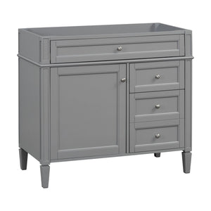 English Elm 36'' Modern Bathroom Vanity Cabinet with Tip-Out Drawer, Adjustable Shelf, Smooth Metal Slides, Solid Wood Frame Grey N710P186084E