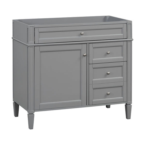 English Elm 36'' Modern Bathroom Vanity Cabinet with Tip-Out Drawer, Adjustable Shelf, Smooth Metal Slides, Solid Wood Frame Grey N710P186084E