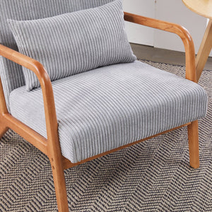 English Elm Mid-Century Upholstered Accent Chair Light Gray — Ergonomic Solid Wood Frame, Cozy Reading Pillow, Versatile Home Seating W2989P295270