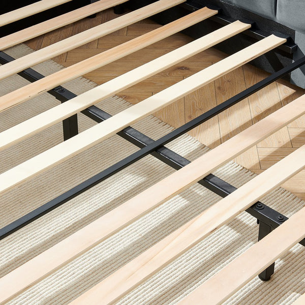 English Elm Full Size Upholstered Tufted Bed Frame - Luxurious Velvet Sofa Bed With Armrests For Stylish Comfort W487S00329