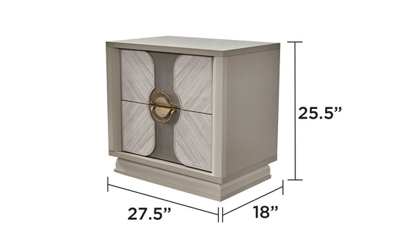 English Elm Eternity King 5PC Bedroom Set with Eucalyptus Veneer, High-Gloss Lacquer, Soft-Close Drawers & Storage B009S02049