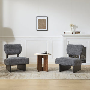 English Elm Christopher Knight Home® - [Set of 2] Modern Lounge Chair with Polyester Upholstery and Solid Wood Base — Minimalist Comfort for Home Black,Charcoal grey N767P241702C